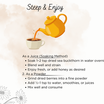 Tea brewing instructions with a teapot and cup illustration on a light background.